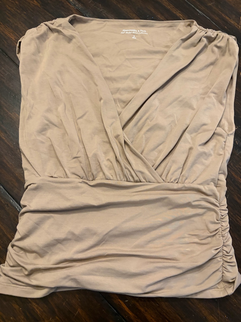 Abercrombie & Fitch Taupe Ruched Wrap Top size small
